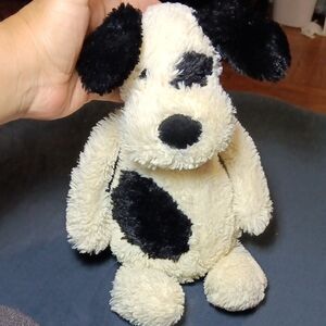 Jellycat Cream and Black Plush Dog Toy